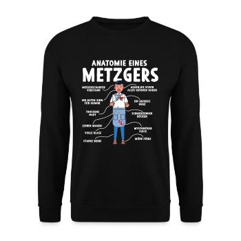Anatomie eines Metzgers - Unisex Pullover - Schwarz - Vorne - Alina (178cm) & Michal (187cm)