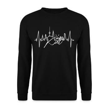 Kiel Skyline Heartbeat Fan Heart Love Love Kieler - Unisex Sweatshirt - black - Front - Alina (178cm) & Michal (187cm)