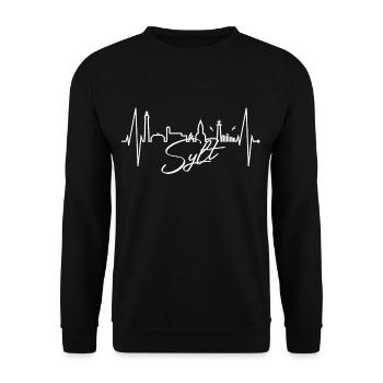 Sylt Skyline Nordsee Herzschlag Nordfriesen Sylter - Unisex Pullover - Schwarz - Vorne - Alina (178cm) & Michal (187cm)