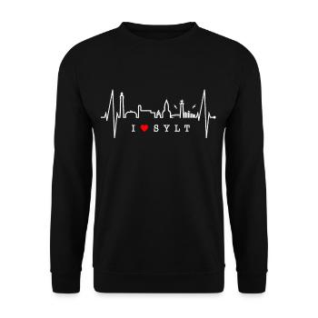 Sylt Skyline Nordsee Herzschlag Nordfriesen Sylter - Unisex Pullover - Schwarz - Vorne - Alina (178cm) & Michal (187cm)
