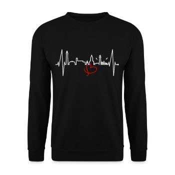 Sylt Skyline Nordsee Herzschlag Nordfriesen Sylter - Unisex Pullover - Schwarz - Vorne - Alina (178cm) & Michal (187cm)