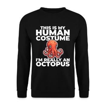 Funny Octopus Kraken Ocean Squid Tintenfisch - Unisex Pullover - Schwarz - Vorne - Alina (178cm) & Michal (187cm)