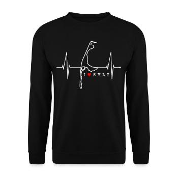 Sylt Skyline Nordsee Herzschlag Nordfriesen Sylter - Unisex Pullover - Schwarz - Vorne - Alina (178cm) & Michal (187cm)