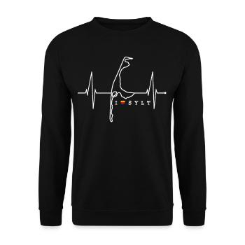Sylt Skyline Nordsee Herzschlag Nordfriesen Sylter - Unisex Pullover - Schwarz - Vorne - Alina (178cm) & Michal (187cm)