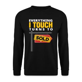 Immobilienmakler Spruch - Unisex Pullover - Schwarz - Vorne - Alina (178cm) & Michal (187cm)