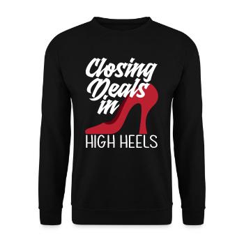Immobilienmakler High Heels Dame Frau - Unisex Pullover - Schwarz - Vorne - Alina (178cm) & Michal (187cm)