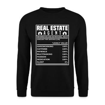 Immobilienmakler Informationen Geschenkidee - Unisex Pullover - Schwarz - Vorne - Alina (178cm) & Michal (187cm)