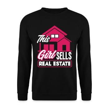 Immobilienmakler Dame Frau Mädchen Geschenk - Unisex Pullover - Schwarz - Vorne - Alina (178cm) & Michal (187cm)