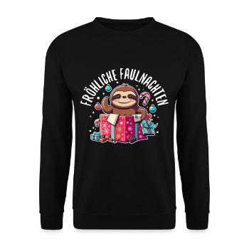 Fröhliche Faulnachten - Unisex Pullover - Schwarz - Vorne - Alina (178cm) & Michal (187cm)