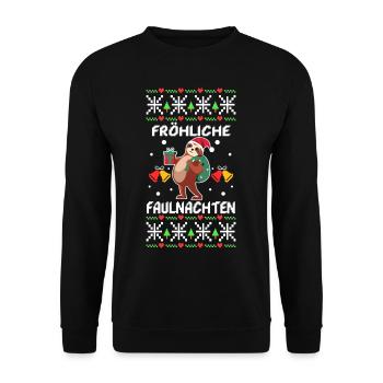Fröhliche Faulnachten - Unisex Pullover - Schwarz - Vorne - Alina (178cm) & Michal (187cm)