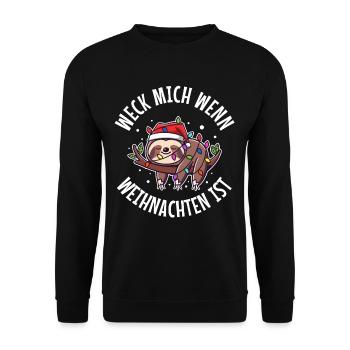 Weck mich auf wenn es Weihnachten ist - Unisex Pullover - Schwarz - Vorne - Alina (178cm) & Michal (187cm)