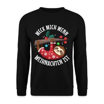 Weck mich auf wenn es Weihnachten ist - Unisex Pullover - Schwarz - Vorne - Alina (178cm) & Michal (187cm)