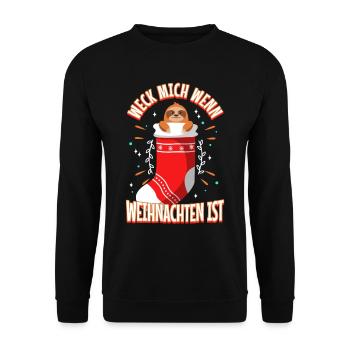 Weck mich auf wenn es Weihnachten ist - Unisex Pullover - Schwarz - Vorne - Alina (178cm) & Michal (187cm)