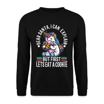 Cher père Noël, je peux vous expliquer Mais d’abord, mangeons un - Sweat-shirt Unisexe - noir - Devant - Alina (178cm) & Michal (187cm)