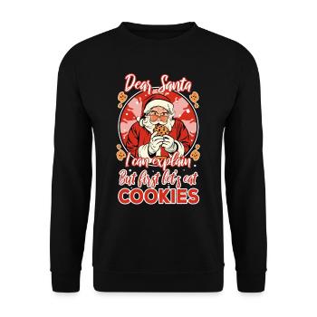 Dear santa before i explain But first lets eat a - Unisex Sweatshirt - black - Front - Alina (178cm) & Michal (187cm)