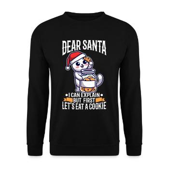 Cher père Noël, je peux vous expliquer Mais d’abord, mangeons un - Sweat-shirt Unisexe - noir - Devant - Alina (178cm) & Michal (187cm)