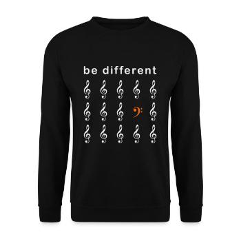 Bassschlüssel Musiker Be Different Klavier Bassist - Unisex Pullover - Schwarz - Vorne - Alina (178cm) & Michal (187cm)