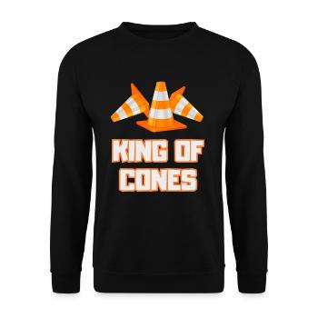 King of the Pylons Funny Traffic Cones Safety - Unisex Sweatshirt - black - Front - Alina (178cm) & Michal (187cm)
