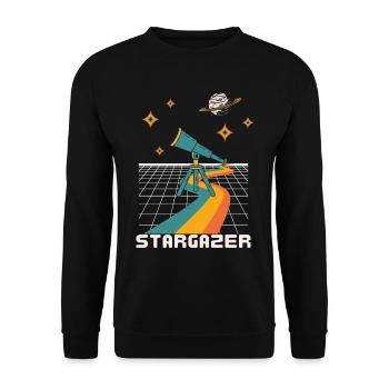 Stargazer, Astronomy, Retrofutiristics, Night Sky - Unisex Sweatshirt - black - Front - Alina (178cm) & Michal (187cm)