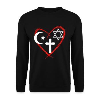 Religion Coeur Harmonie interreligieuse - Sweat-shirt Unisexe - noir - Devant - Alina (178cm) & Michal (187cm)