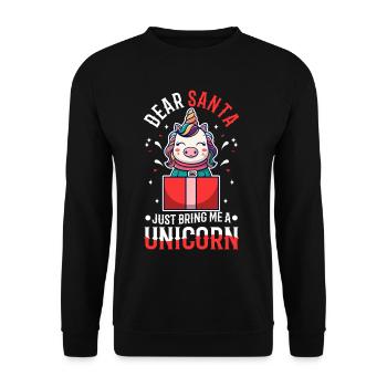 Dear santa just bring me a unicorn - Unisex Sweatshirt - black - Front - Alina (178cm) & Michal (187cm)