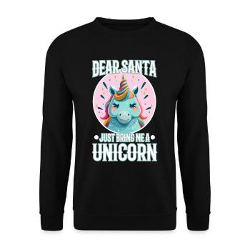 Dear santa just bring me a unicorn - Unisex Sweatshirt - black - Front - Alina (178cm) & Michal (187cm)