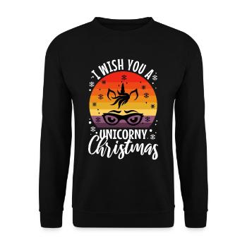 I wish you a Unicorny christmas - Unisex Sweatshirt - black - Front - Alina (178cm) & Michal (187cm)