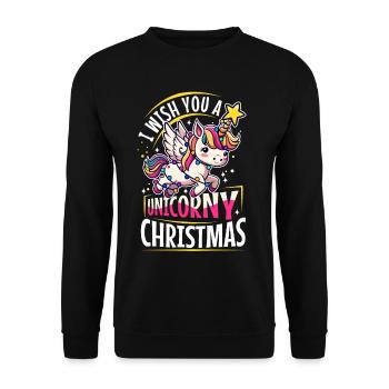 I wish you a Unicorny christmas - Unisex Sweatshirt - black - Front - Alina (178cm) & Michal (187cm)