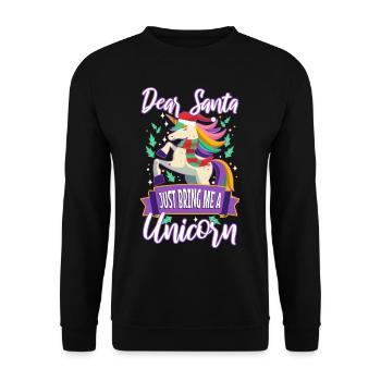 Dear santa just bring me a unicorn - Unisex Sweatshirt - black - Front - Alina (178cm) & Michal (187cm)