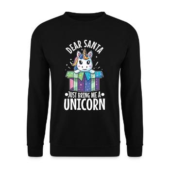 Dear santa just bring me a unicorn - Unisex Sweatshirt - black - Front - Alina (178cm) & Michal (187cm)