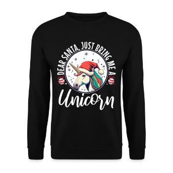 Dear santa just bring me a unicorn - Unisex Sweatshirt - black - Front - Alina (178cm) & Michal (187cm)