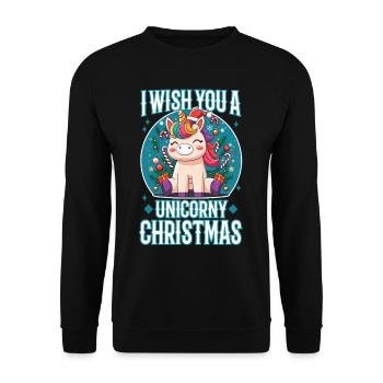 I wish you a Unicorny christmas - Unisex Sweatshirt - black - Front - Alina (178cm) & Michal (187cm)