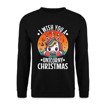I wish you a Unicorny christmas - Unisex Sweatshirt - black - Front - Alina (178cm) & Michal (187cm)