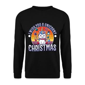 I wish you a Unicorny christmas - Unisex Sweatshirt - black - Front - Alina (178cm) & Michal (187cm)