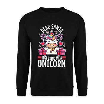 Dear santa just bring me a unicorn - Unisex Sweatshirt - black - Front - Alina (178cm) & Michal (187cm)