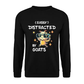 Funny Ziegen Distracted by Dancing Goats Kawai - Unisex Pullover - Schwarz - Vorne - Alina (178cm) & Michal (187cm)