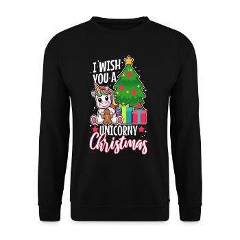 I wish you a Unicorny christmas - Unisex Sweatshirt - black - Front - Alina (178cm) & Michal (187cm)