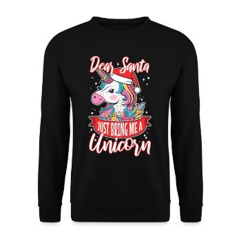 Dear santa just bring me a unicorn - Unisex Sweatshirt - black - Front - Alina (178cm) & Michal (187cm)