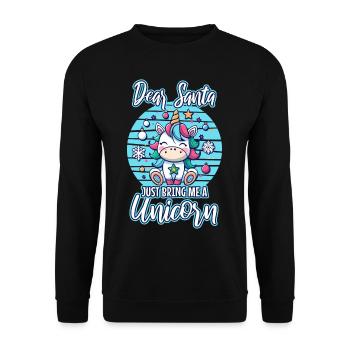 Dear santa just bring me a unicorn - Unisex Sweatshirt - black - Front - Alina (178cm) & Michal (187cm)