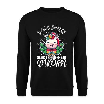 Dear santa just bring me a unicorn - Unisex Sweatshirt - black - Front - Alina (178cm) & Michal (187cm)