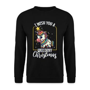 I wish you a Unicorny christmas - Unisex Sweatshirt - black - Front - Alina (178cm) & Michal (187cm)
