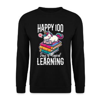 Joyeux 100 jours d’apprentissage magique - Sweat-shirt Unisexe - noir - Devant - Alina (178cm) & Michal (187cm)