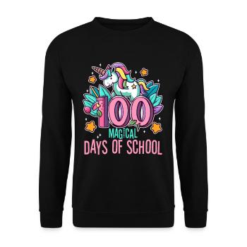 Happy 100 Days of Magical Learning - Unisex Sweatshirt - black - Front - Alina (178cm) & Michal (187cm)