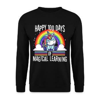 Joyeux 100 jours d’apprentissage magique - Sweat-shirt Unisexe - noir - Devant - Alina (178cm) & Michal (187cm)