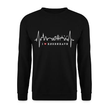 Copenhague Skyline Heartbeat Danemark Amour Hygge - Sweat-shirt Unisexe - noir - Devant - Alina (178cm) & Michal (187cm)