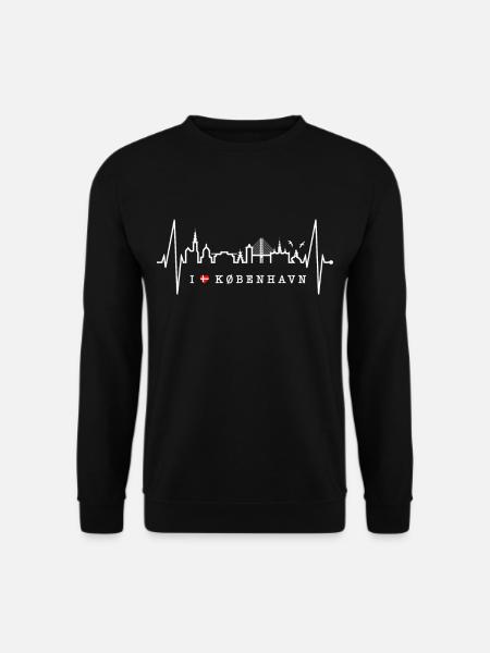 Kopenhagen Skyline Herzschlag Dänemark Love Hygge - Unisex Pullover - Schwarz
