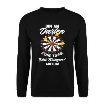 Bin Am Darten Dart Dartspieler - Unisex Pullover - Schwarz - Vorne - Alina (178cm) & Michal (187cm)