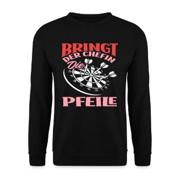 Chefin Frau Pfeile Dart Dartspielerin - Unisex Pullover - Schwarz - Vorne - Alina (178cm) & Michal (187cm)