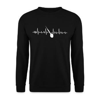 Herz Dart Dartspieler Hobby Geschenkidee - Unisex Pullover - Schwarz - Vorne - Alina (178cm) & Michal (187cm)