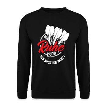 Calm The Master Throws Dart Dart Player - Unisex Sweatshirt - black - Front - Alina (178cm) & Michal (187cm)